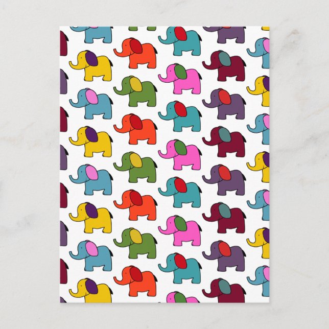 Carte Postale Caricatures d'éléphants colorées (Devant)