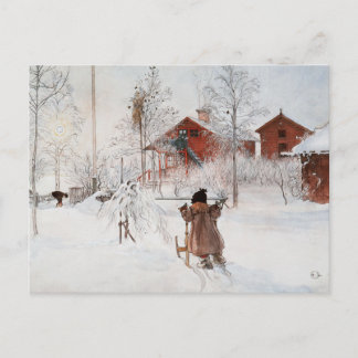Carte Postale Carl Larsson - La cour et la maison de lessive
