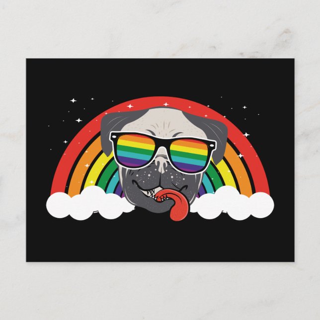 Carte Postale Carlin arc-en-ciel mignon (Devant)