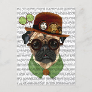 Carte Postale Carlin avec Casquette Steampunk Bowler
