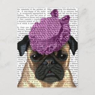 Carte Postale Carlin avec Casquette violet Vintage
