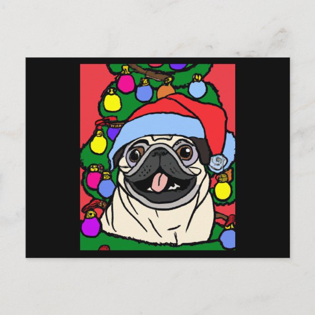 Carte Postale Carlin Carlin De Noël Avec Casquette De Noël Et (Devant)
