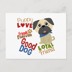 Carte Postale Carlin Dog meilleur ami
