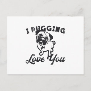 Carte Postale Carlin I Pugging Love You Dog Vintage Funny Cadeau