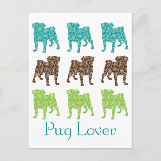 Carte Postale Carlins Brown, vert et Turquoise Paisley (Devant)