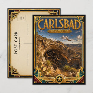 Carte Postale Carlsbad Nouveau-Mexique Art Déco Vintage Âge d'Or