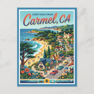 Carte Postale Carmel CA Salutations Rétro Côte Californienne