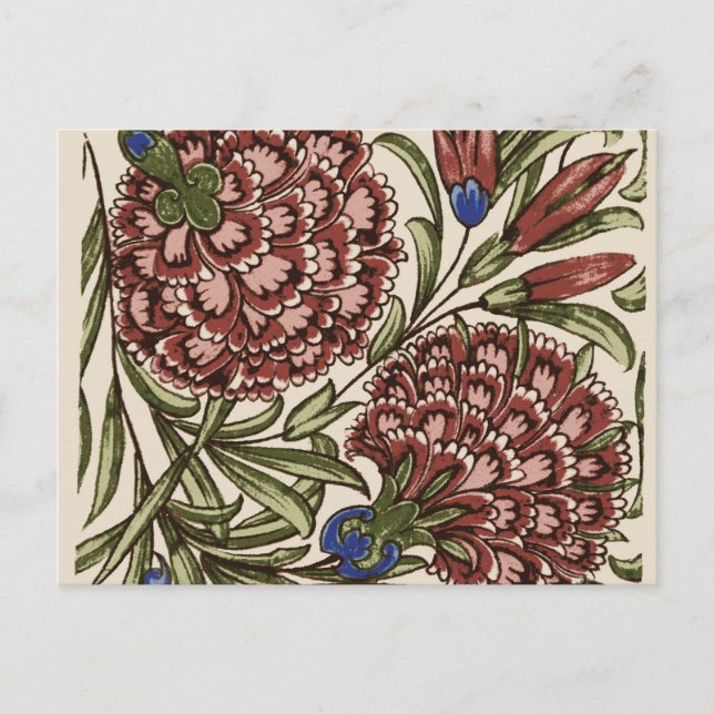 Carte Postale Carnation Carrelage Fleur Antique Art Rustique (Devant)
