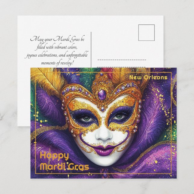 Carte Postale 💚 💜 💛 Carnaval (Devant / Derrière)