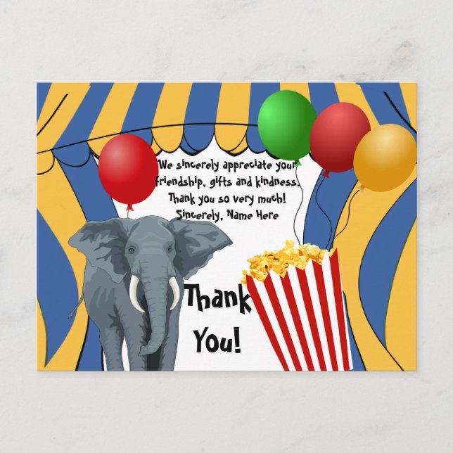 Carte Postale Carnaval de cirque/Merci (Devant)