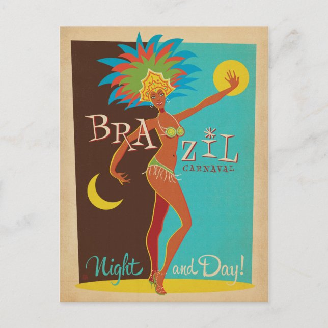 Carte Postale Carnaval du Brésil | Nuit et Jour ! (Devant)
