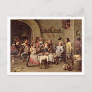 Carte Postale Carnival: 'Le Roi Boit', 1690 (oil on copper)