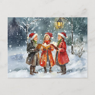Carte Postale Caroleurs de Noël Watercolor modernes