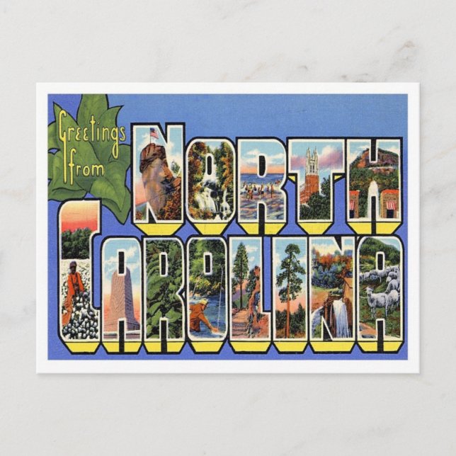 Carte Postale Carolina du Nord Salutations des États-Unis (Devant)