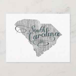 Carte Postale Carolina du Sud Formé Vintage Grey Typographie Nom