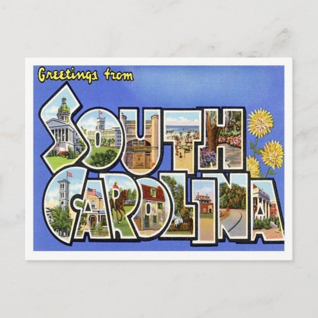 Carte Postale Carolina Sud Salutations Des États-Unis (Devant)