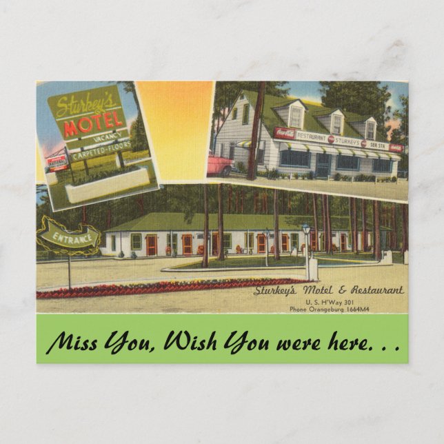 Carte Postale Caroline du Sud, Motel de Sturkey, Orangeburg (Devant)