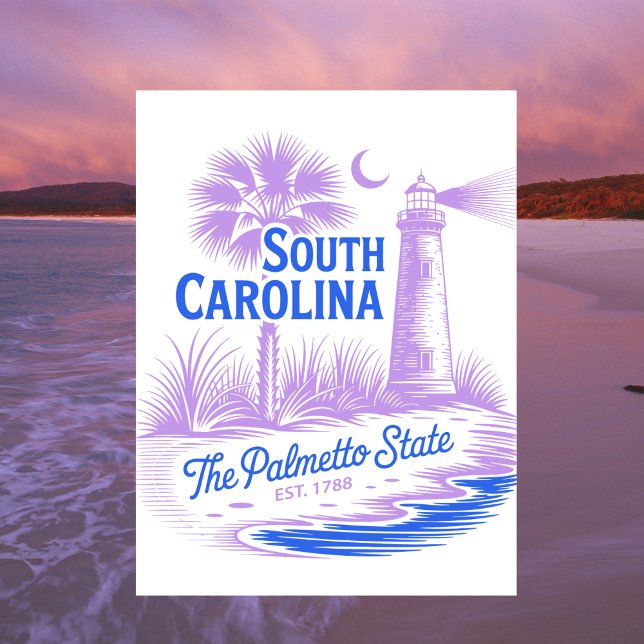 Carte Postale Caroline du Sud Palmetto State Établi en 1788 Voya (South Carolina Palmetto State Est. 1788 Travel Postcard
)