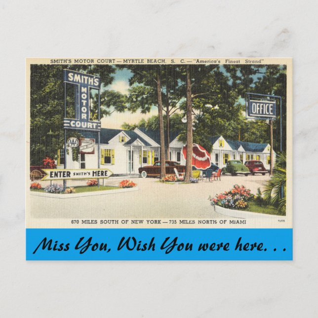Carte Postale Caroline du Sud, Smith's Motor Court, Myrtle Beach (Devant)