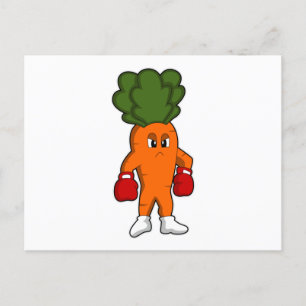 Carte Postale Carotte en boxeur avec gants de boxe