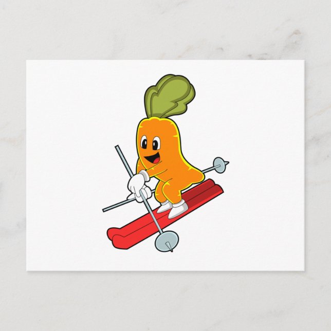Carte Postale Carotte en ski avec ski (Devant)