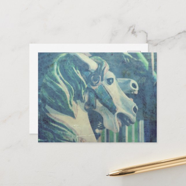 Carte Postale Carousel Horses Flashback to Summer Days (Devant/Arrière en situation)