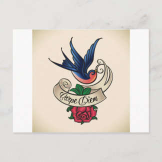 Carte Postale Carpe Diem Bluebird tatouage