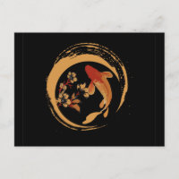 Carpe japonaise Koi avec fleur de cerisier Sakura