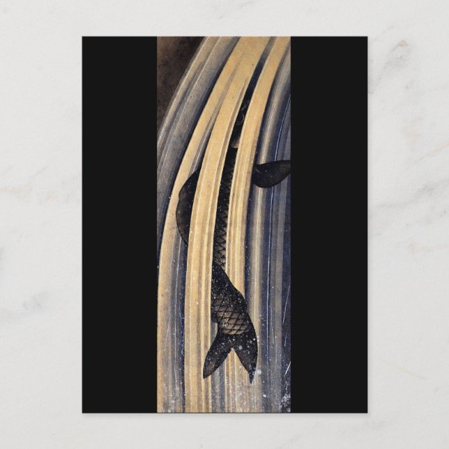 Carte Postale Carpe Leaping Up Waterfall Hokusai Fine Art (Devant)