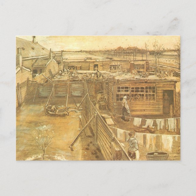 Carte Postale Carpenter's Yard and Laundry par Vincent van Gogh (Devant)