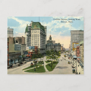 Carte Postale Carré Cadillac, Detroit Michigan, 1915 Vintage