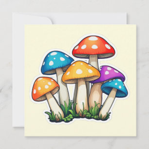 Carte postale Carré d'illustration de champignons