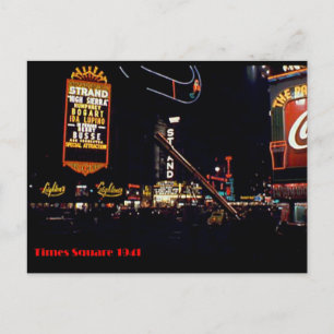 Carte Postale Carré du Times, New York, photo Color Neon 1941