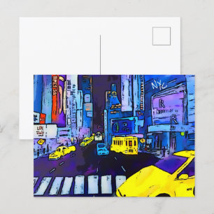 Carte postale Carré New York NYC Original Art Time