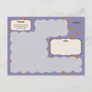 Carte Postale Carré orange Cercle violet Motif Dizzy Artsy