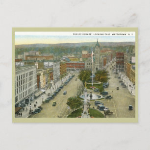 Carte Postale Carré public, Watertown NY 1928 Vintage