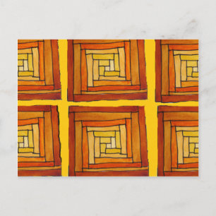 Carte Postale carré rétro art déco marron motif