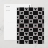 Carreau à carreaux noir et gris avec motif de cœur