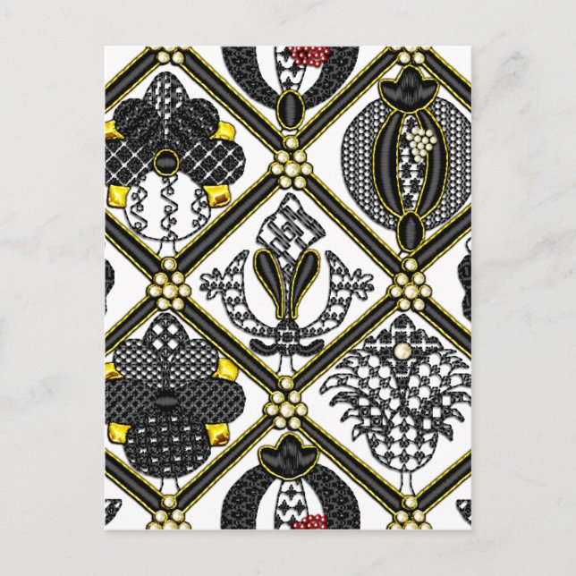 Carte Postale carreau de Blackwork élisabéthain (Devant)