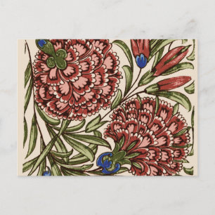 Carte Postale Carreau de fleur d'œillet Art antique rustique de