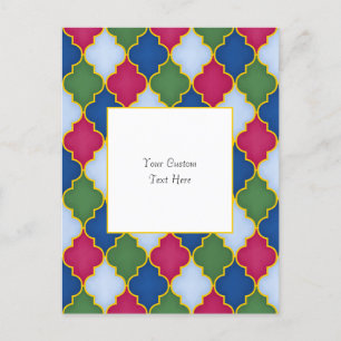 Carte Postale Carreau Marocain Bleu Élégant Personnalisé