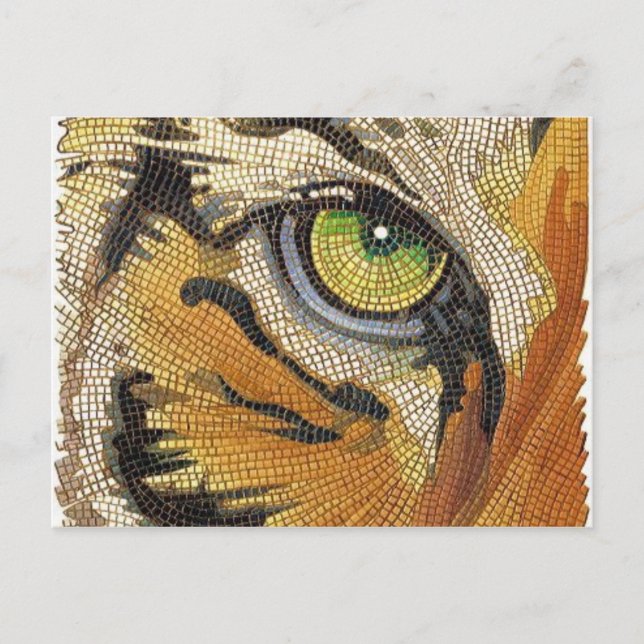 Carte Postale "Carreaux de tigres" Tiger Face Mosaïque Aquarelle (Devant)