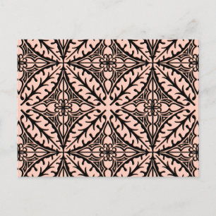 Carte Postale Carreaux marocains - rose pêche et noir