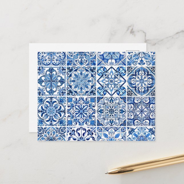 Carte Postale Carreaux Méditerranéens, Portugais, Azulejo, Majol (Devant/Arrière en situation)