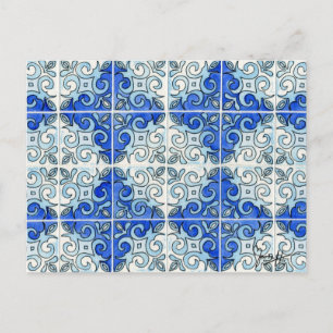 Carte Postale Carrelage bleu Design 2 - Flèches