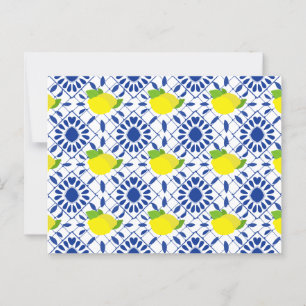Carte Postale Carrelage de citron géométrique bleu