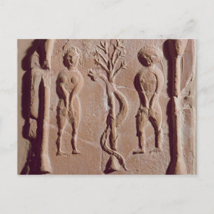 Carte Postale Carrelage représentant Adam et Eve, romain