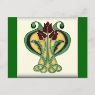 Carte Postale Carrelage Rose Art Nouveau