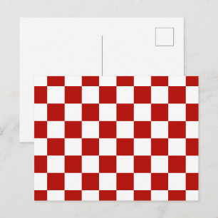 Carte Postale Carrés à carreaux rouges blancs géométrique rétro
