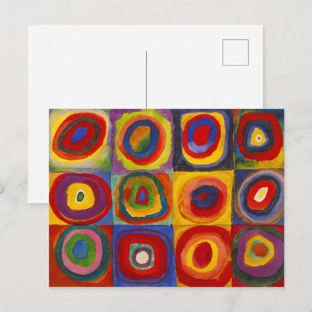 Carte Postale Carrés avec cercles concentrés | Kandinsky | (Devant / Derrière)
